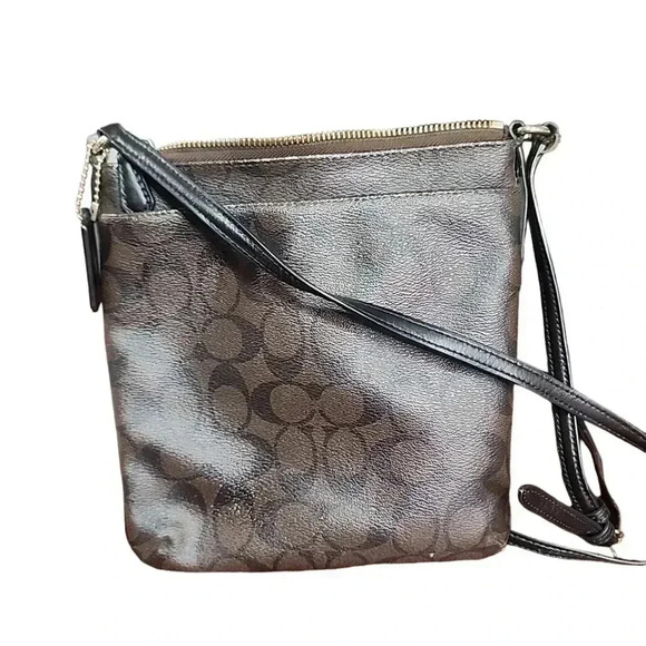 Coach North South Crossbody Bag Signature Brown Black – Authentic - Picture 5 of 9